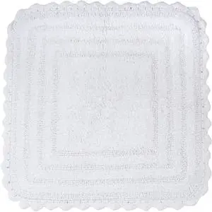 DII White Square Crochet Bath Mat
