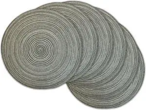 DII Variegated Black Round Polypropylene Woven Placemat (Set of 6)