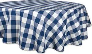 DII Navy Buffalo Check Tablecloth 70 Round
