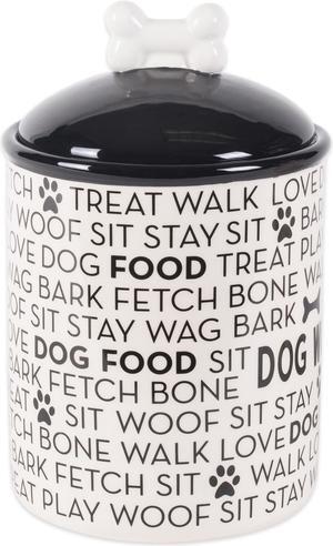 DII Black Dog Text Ceramic Medium Pet Canister