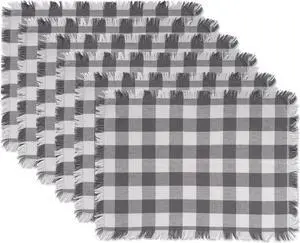 DII Gray Heavyweight Check Fringed Placemat (Set of 6)