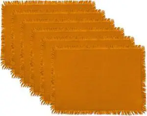 DII Solid Pumpkin Spice Heavyweight Fringed Placemat (Set of 6)