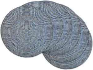 DII Variegated Blue Round Polypropylene Woven Placemat (Set of 6)