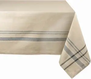 DII Black French Stripe Tablecloth