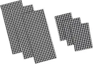 DII Black Check Heavyweight Dishtowel & Dishcloth (Set of 6)