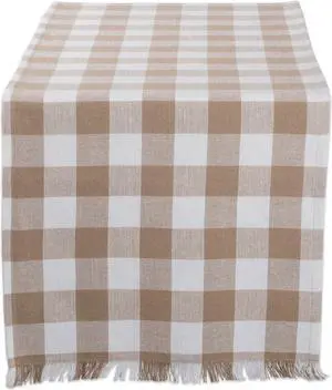 DII Stone Heavyweight Check Fringed Table Runner