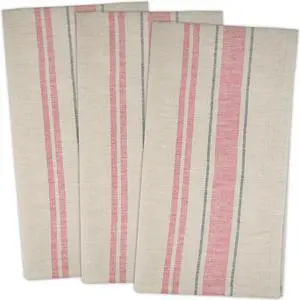 DII Red French Stripe Woven Dishtowel (Set of 3)