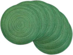 DII Variegated Green Lurex Round Polypropylene Woven Placemat (Set of 6)