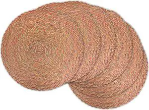 DII Variegated Red Round Polypropylene Braided Placemat (Set of 6)