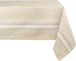 DII White French Stripe Tablecloth