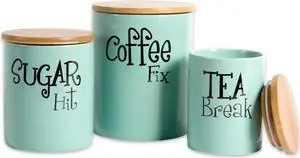 DII Aqua Coffee/Sugar/Tea Ceramic Canister (Set of 3)