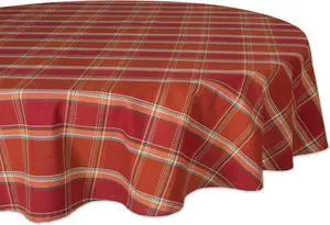 DII Autumn Spice Plaid  Tablecloth 70 Round