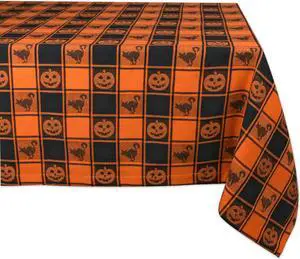 DII Halloween Woven Check Tablecloth