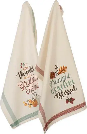 DII Assorted Grateful Fall Printed Dishtowel (Set of 2)