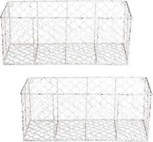 DII Wall Mount Chicken Wire Basket(Set of 2) Med Antique White