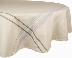 DII Gray French Stripe Tablecloth 70 Round