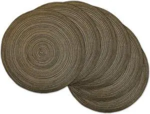 DII Variegated Brown Round Polypropylene Woven Placemat (Set of 6)