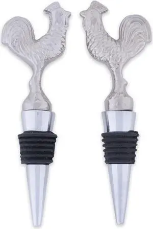 DII Silver Rooster Bottle Stopper (Set of 2)