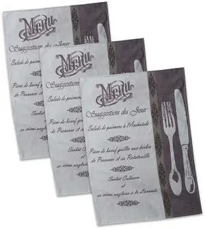 DII French Menu Jacquard Dishtowel (Set of 3)