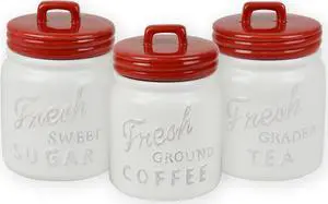 DII Red Ceramic Jar Canister (Set of 3)