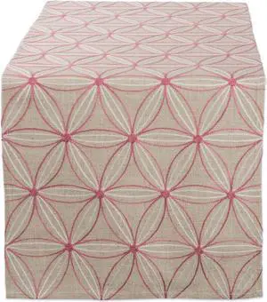 DII Natural Base Embroidered Flowers Table Runner