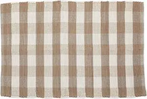 DII Stone & Cream Buffalo Check Rag Rug