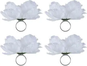 DII Peony Napkin Ring (Set of 4) White