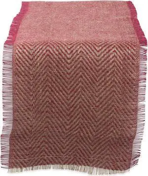 DII Barn Red Chevron Burlap Table Runner