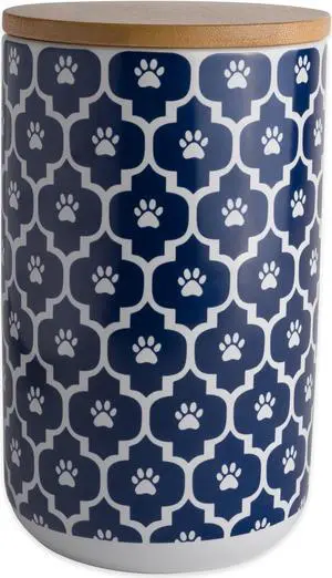 DII Nautical Blue Paw Lattice Print Ceramic Treat Canister