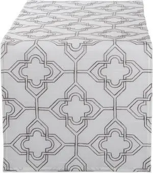 DII Off White Base Embroidered Lattice Table Runner