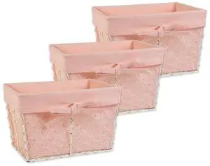 DII Chicken Wire Small Basket (Set of 3) Antique White - Blush
