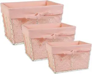 DII Assorted Antique White Chicken Wire Blush Liner Basket (Set of 3)