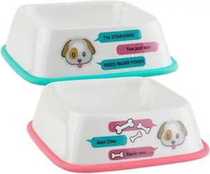 DII Pet Bowl Square Pet Emojis (Set of 2)