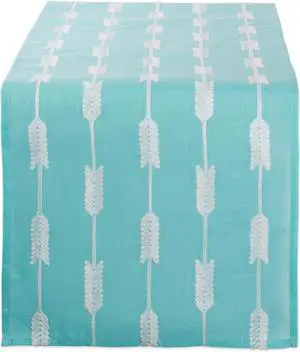 DII Aqua Base Embroidered Arrow Fletching Table Runner