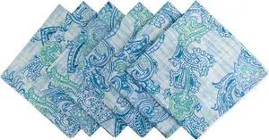 DII Blue Watercolor Paisley Print Outdoor Napkin (Set of 6)