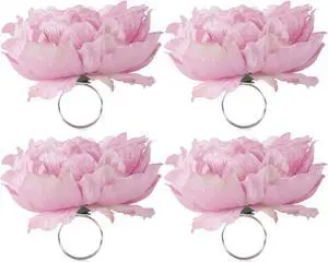 DII Peony Flower Napkin Ring (Set of 4)