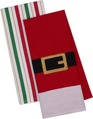 DII Assorted Santa Belt Dishtowel (Set of 2)