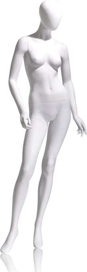Female Mannequin - Oval Head, Arms Slightly Bent, Turned at Waist, Right Leg Forward - True White Color,Pack Size - 1