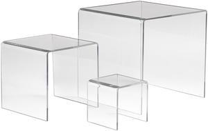 Set of 3 Acrylic Display Risers (3", 5" & 7") - Clear Color,Pack Size - 6