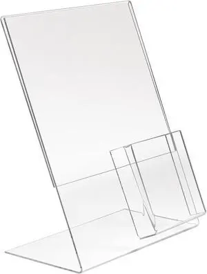 8-1/2"W x 11"H Acrylic Slantback w/ 4" Pocket for Counter Top - Clear Color,Pack Size - 6