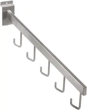 5 Hook Rectangular Waterfall for Slatwall - Satin Nickel Finish,Pack Size - 24