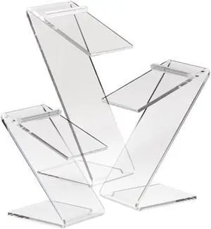 Set of 3 Beveled Edge Z-Shaped Shoe Risers - Clear Color,Pack Size - 6