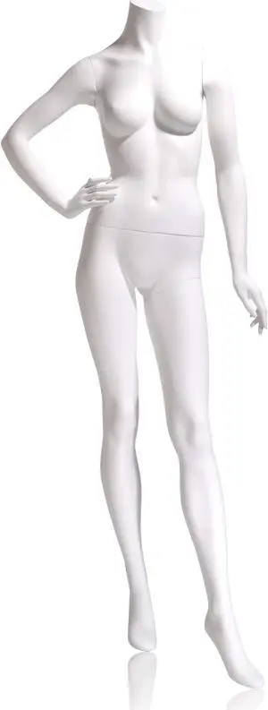 Female Mannequin - Headless, Right Hand On Hip, Left Leg Forward - True White Color,Pack Size - 1