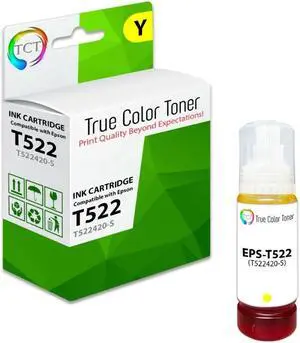 True Color Toner Premium Refill Ink Bottle for Epson T522 T522420-S Yellow Works With EcoTank ET-2720 ET-2800 ET-4800 ET-2803 ET-4700 ET-2760 ET-4760 ST-4000 ST-2003