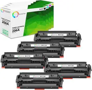 True Color Toner 206A Toner Cartridge 5 Pack - Premium Compatible Replacement for HP 206A W2110A W2111A W2112A W2113A Works With HP Color LaserJet Pro M255dw M282 283fdw 283fdw True Color Toner 206A Toner Cartridge 5 Pack - Premium Compatible Replacement for HP 206A W2110A W2111A W2112A W2113A Works With HP Color LaserJet Pro M255dw M282 283fdw 283fdw