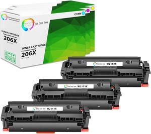 True Color Toner 206X Color Toner Cartridge 3 Pack - Premium Compatible Replacement for HP 206X W2111X W2112X W2113X High Yield Works With HP Color LaserJet Pro M255dw M282