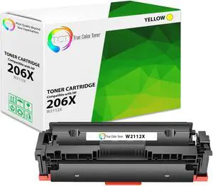 True Color Toner 206X Yellow Toner Cartridge - Premium Compatible Replacement for HP 206X W2112X High Yield Works With HP Color LaserJet Pro M255dw M282