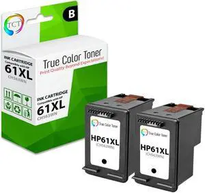 TCT 61XL Black Ink Cartridge 2 Pack - Premium Compatible Replacement for HP 61XL CH563WN Black High Yield Works With HP Deskjet 1050 Deskjet 2050 Deskjet 3050