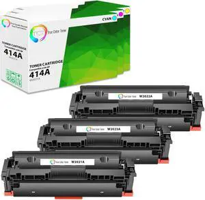 True Color Toner 414A Color Toner Cartridge 3 Pack - Premium Compatible Replacement for HP 414A W2021A W2022A W2023A Works With HP Color LaserJet Pro M454 MFP M479