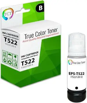 True Color Toner Premium Refill Ink Bottle for Epson T522 T522120-S Black Works With EcoTank ET-2720 ET-2800 ET-4800 ET-2803 ET-4700 ET-2760 ET-4760 ST-4000 ST-2000